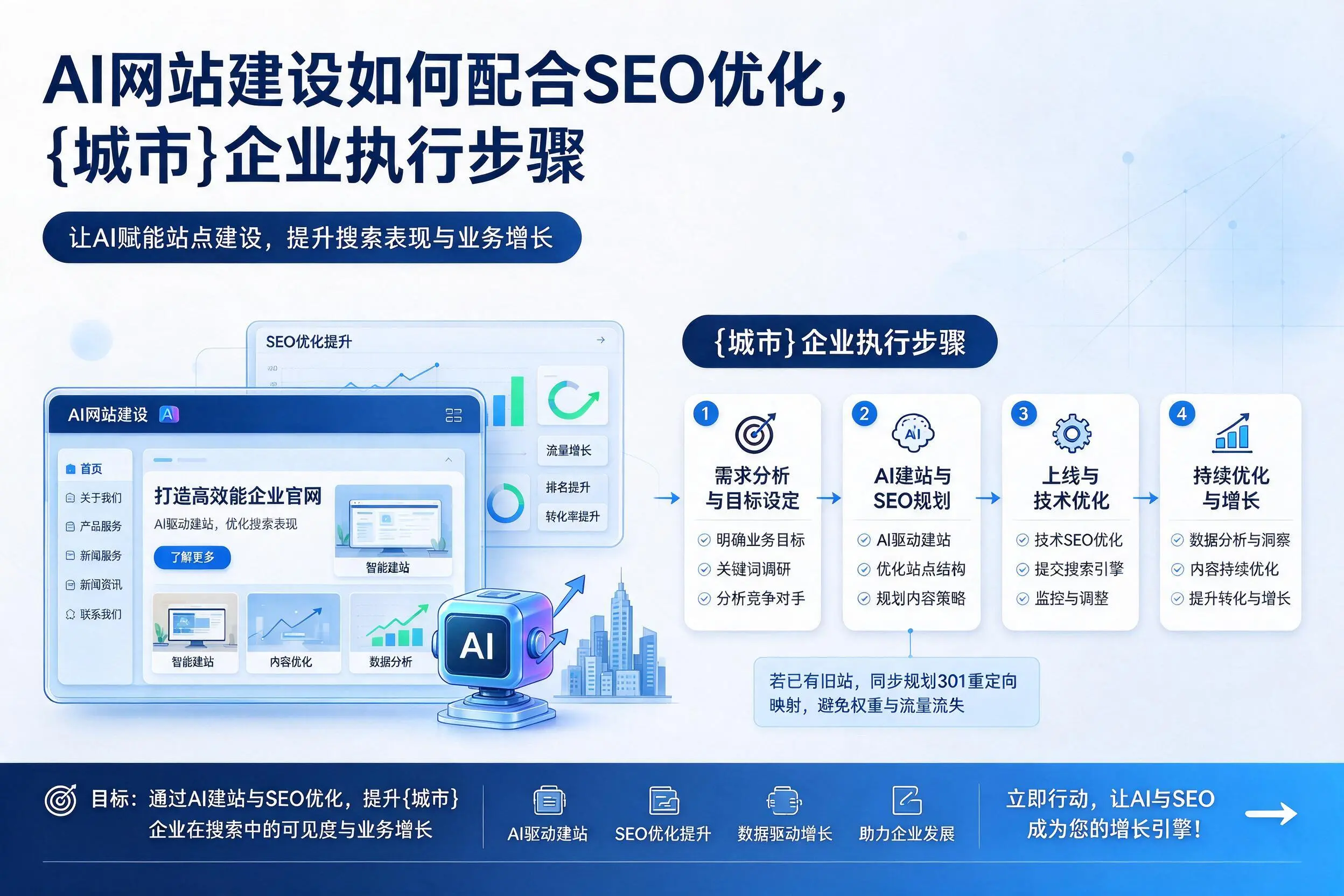 AI网站建设如何配合SEO优化，黄石企业执行步骤