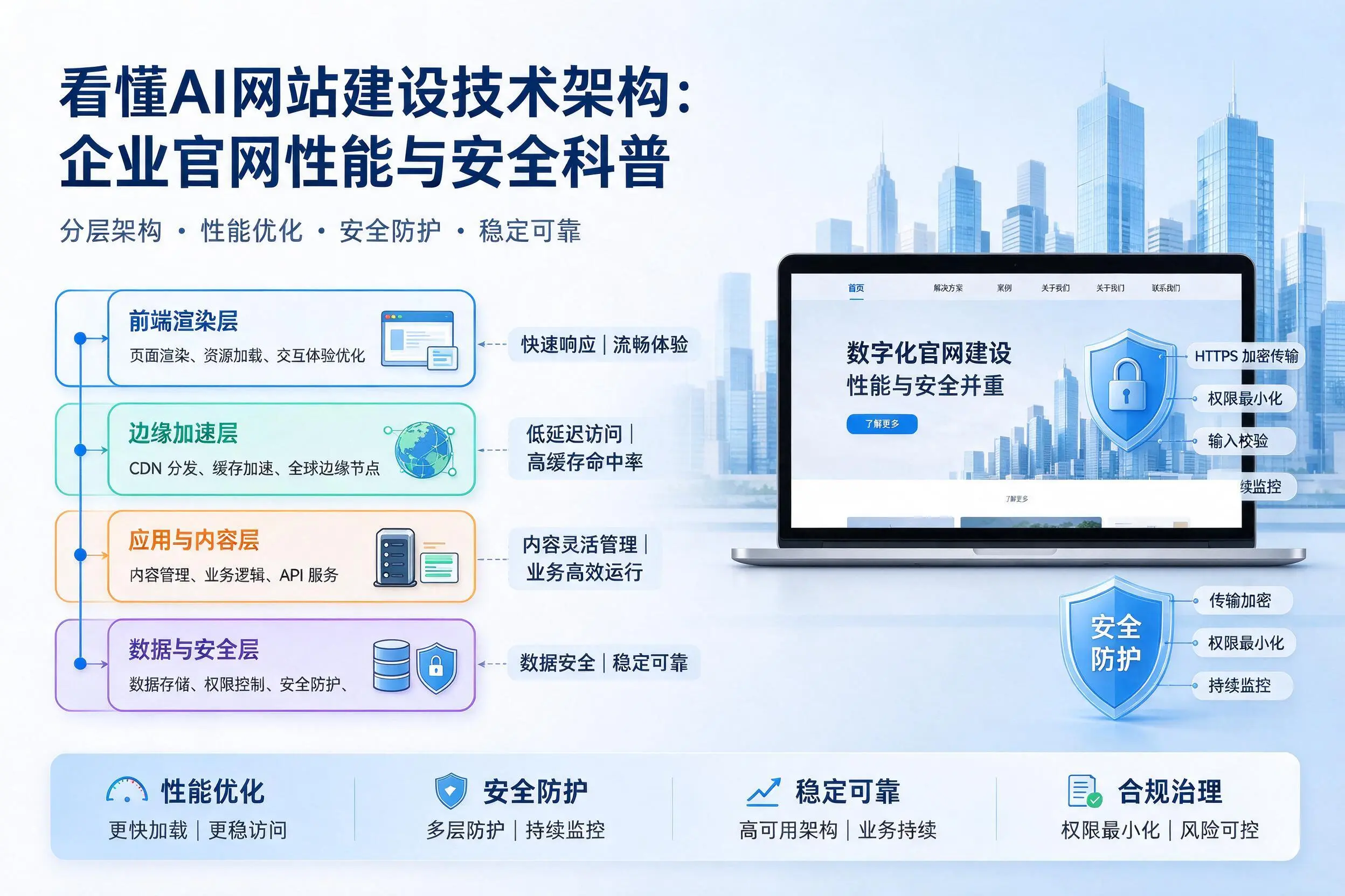 看懂AI网站建设技术架构:黄石企业官网性能与安全科普