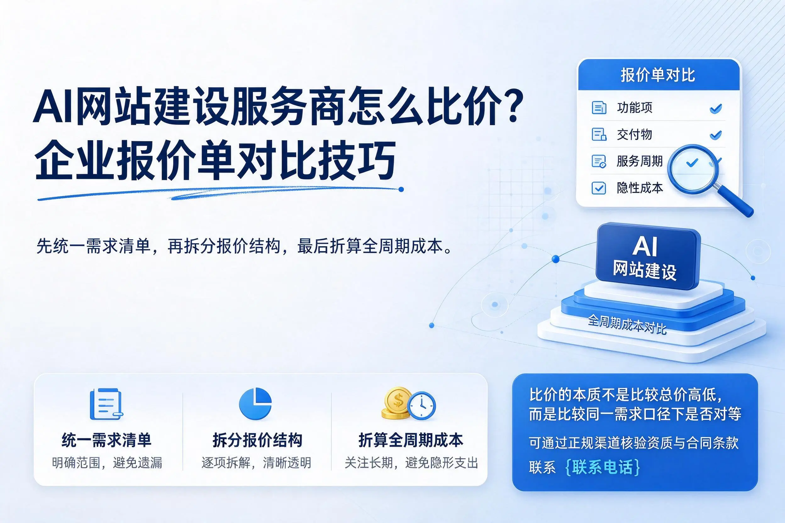 AI网站建设服务商怎么比价?黄石企业报价单对比技巧