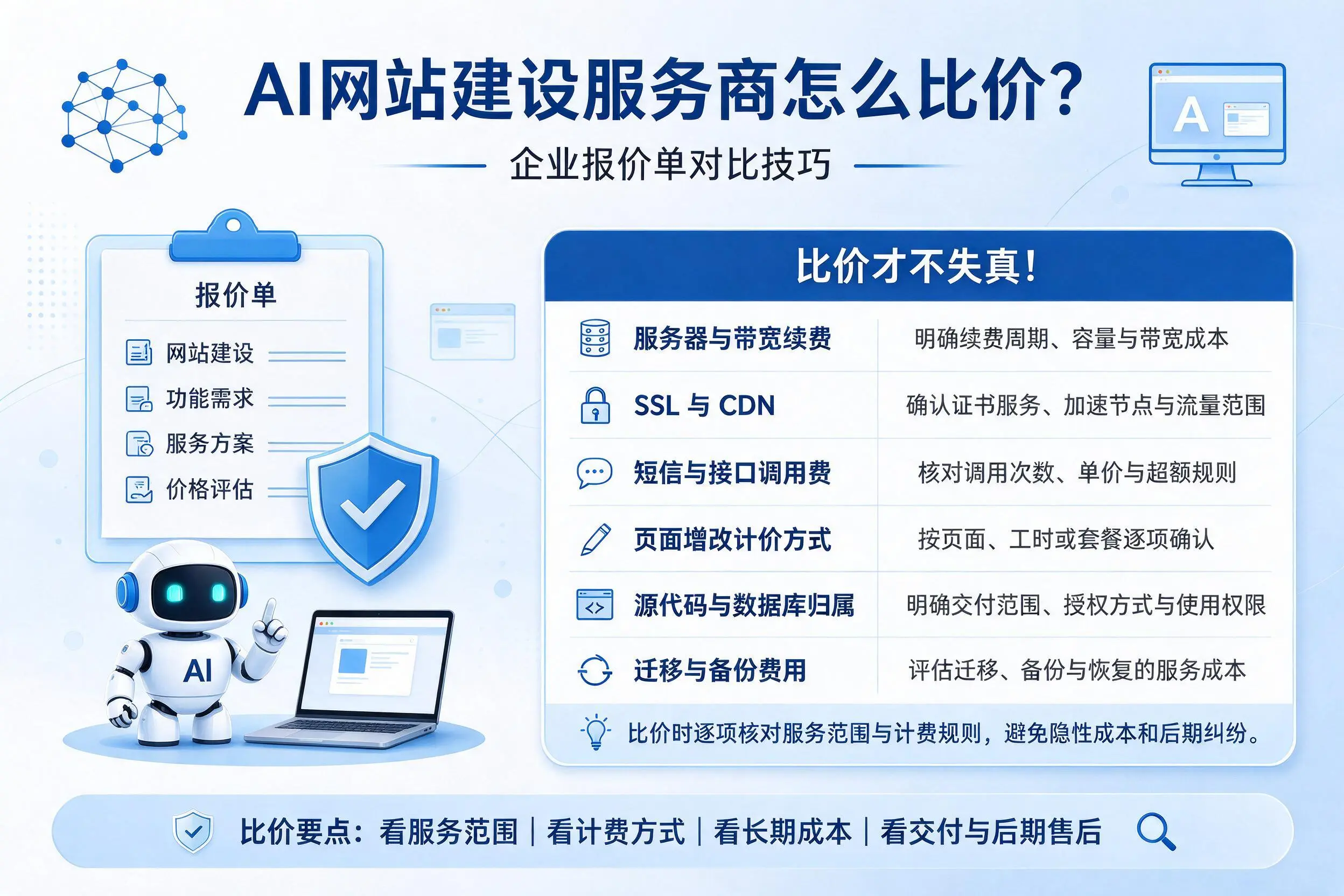 AI网站建设服务商怎么比价?黄石企业报价单对比技巧
